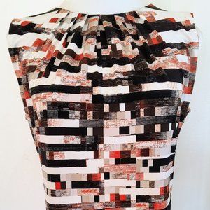 Calvin Klein Geo Print Pleated Neckline Sleeveless Top